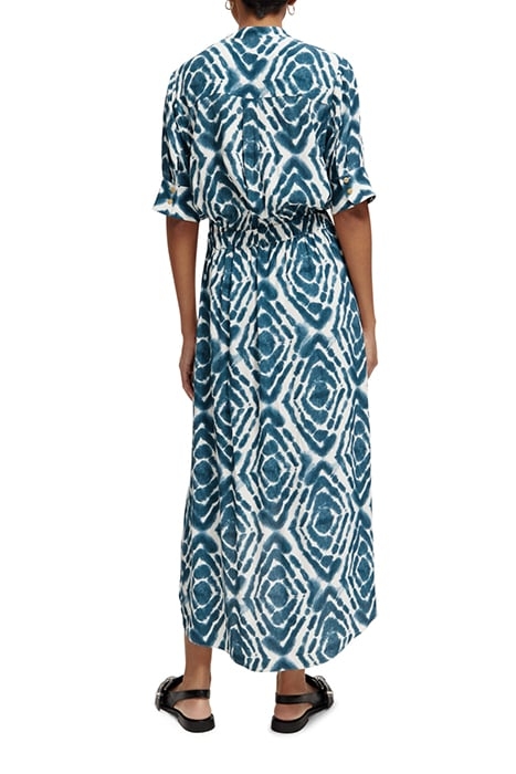 MIDI DRESS WITH HIGH LOW HEM DISCO TIE DYE BOTTLE GREEN 3