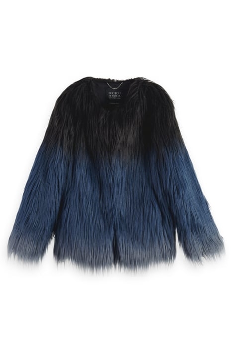 GRADIENT FAUX FUR JACKET DUSTY BLUE 4