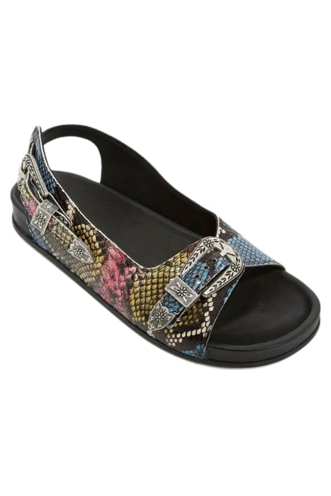 SANDALES EN CUIR IMPRIME PYTHON BLACK/ PINK/ YELLOW 4