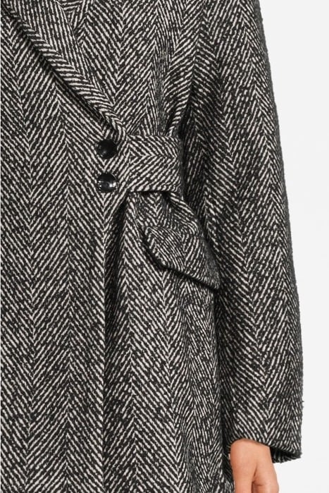 HERRINGBONE WOOL BELT BLAZER BLACK 4