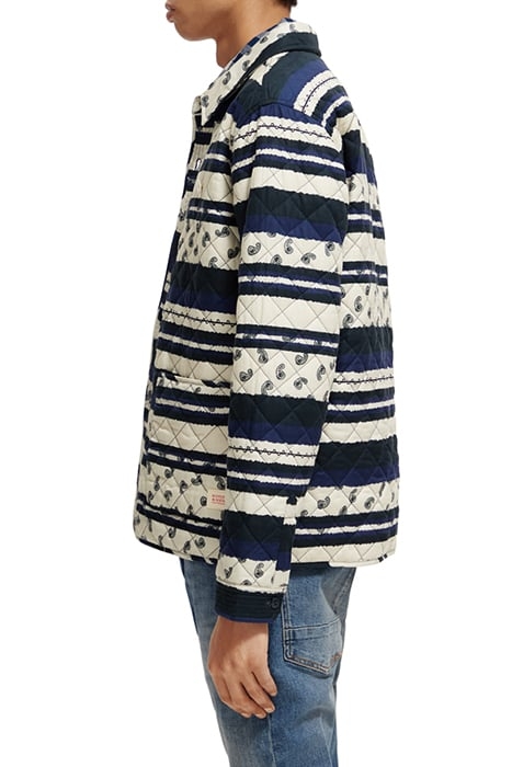 QUILTED ALLOVER PRINTED SHIRT JACKET BLUE PAISLEY STRIPE 6