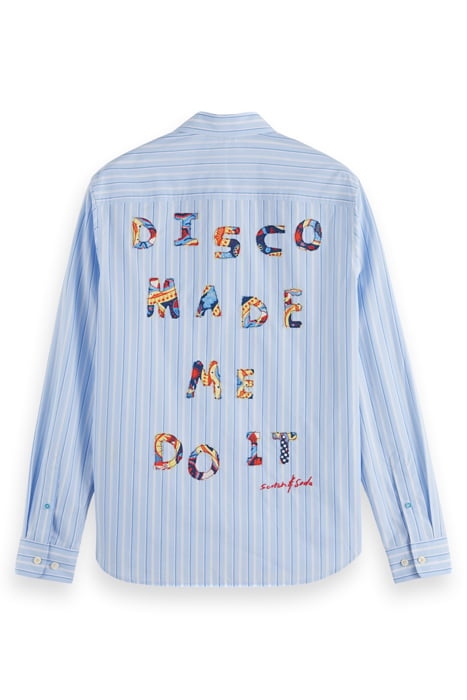 PRINTED POPLIN STRIPE SHIRT WITH BACK ARTWORK BLUE STRIPE 2