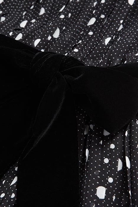 ROBE LONGUE PLISSEE POLKA DOTS BLACK VELVET CEINTURE BLACK-E 5