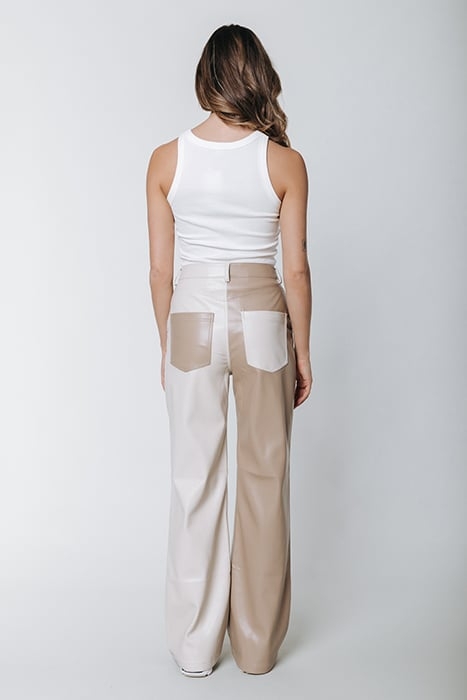 ISMAY WIDE LEG FAUX LEATHER PANTS OFF WHITE 2