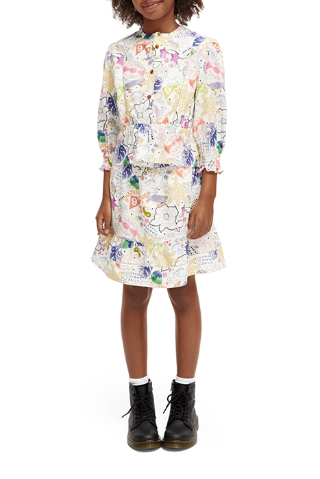 GIRLS ALL-OVER PRINTED LACE DETAIL COTTON TOP ICONIC 1