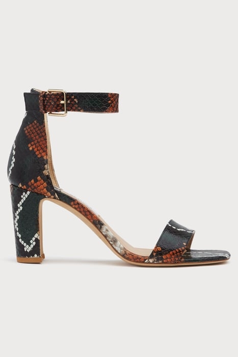 NORA STRAP BLOCK HEEL SANDAL ORANGE/GREEN 1