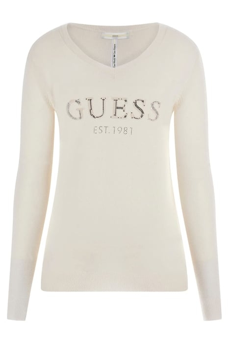 GUESS ECO LS VN JADE LOGO SWTR CREAM WHITE 4