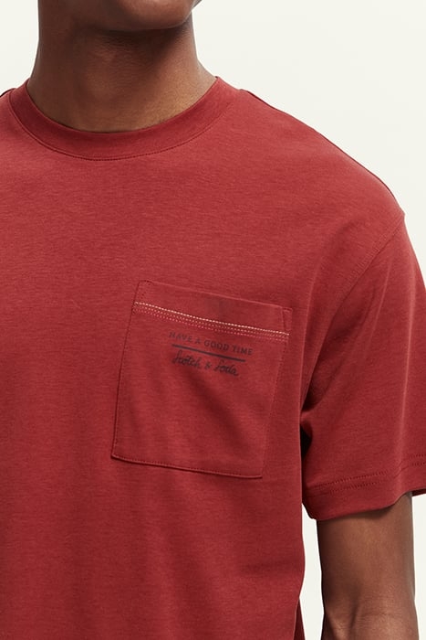 RELAXED LYOCELL T-SHIRT WITH CHEST POCKET RED EARTH 6