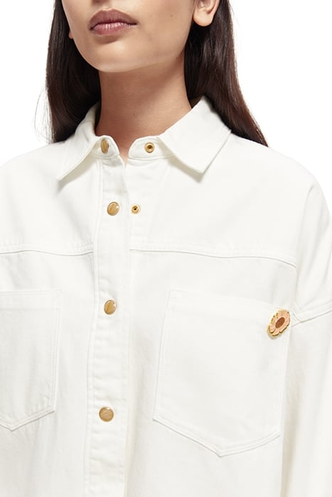 WHITE DENIM OVERSHIRT WITH WESTERN DETAILS WHITE BEACH 7