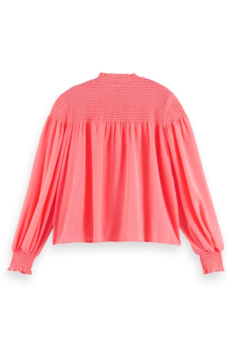 HIGH NECK TOP WITH SMOCKING DETAILS IN CLIP JAQUARD QUALITY 2