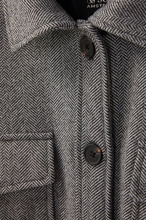 KNIT HERRINGBONE SHIRT JACKET GREY HERRINGBONE 6