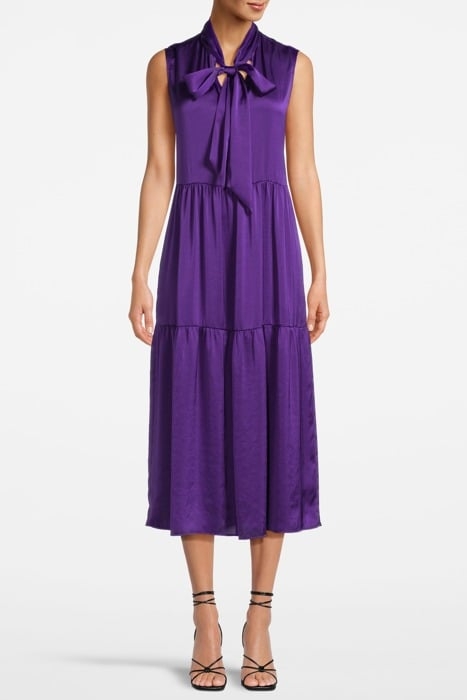 FLOUNCED DRESS WITH BOW DEEP PURPLE 1