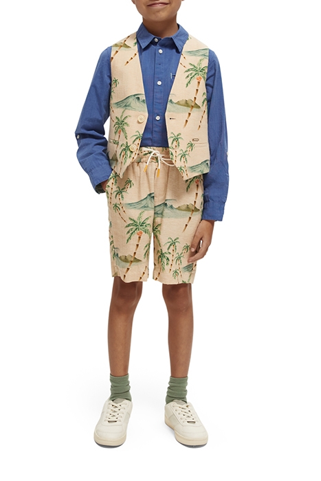 BOYS ALL-OVER PRINTED LINEN BLEND DRESSED SHORTS COMBO B 3