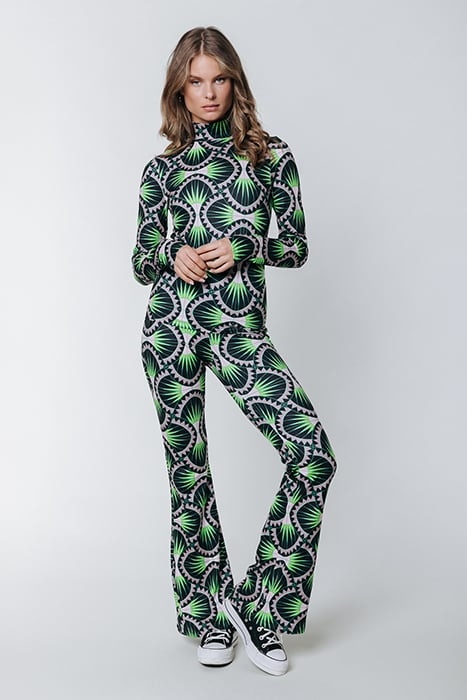 GRAPHIC PEACHED EXTRA FLARE PANTS BRIGHT GREEN 2