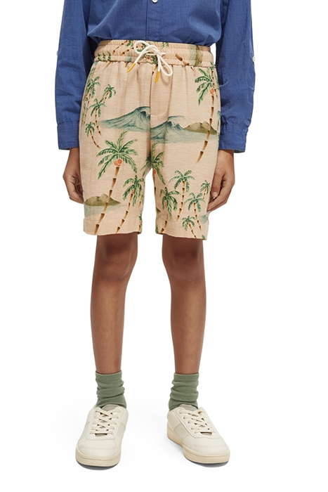 BOYS ALL-OVER PRINTED LINEN BLEND DRESSED SHORTS COMBO B 1