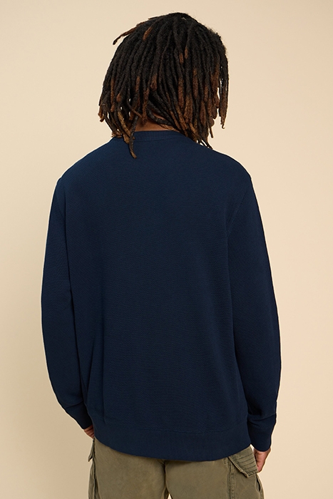 PIQUE CREW NECK SWEAT DEEP BLUE 2