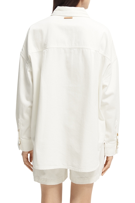 WHITE DENIM OVERSHIRT WITH WESTERN DETAILS WHITE BEACH 2