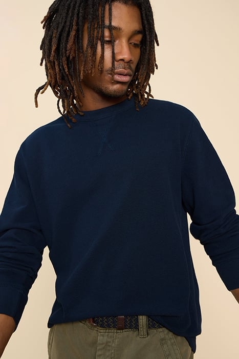 PIQUE CREW NECK SWEAT DEEP BLUE 5