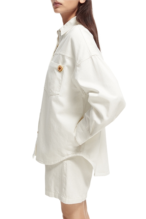 WHITE DENIM OVERSHIRT WITH WESTERN DETAILS WHITE BEACH 6