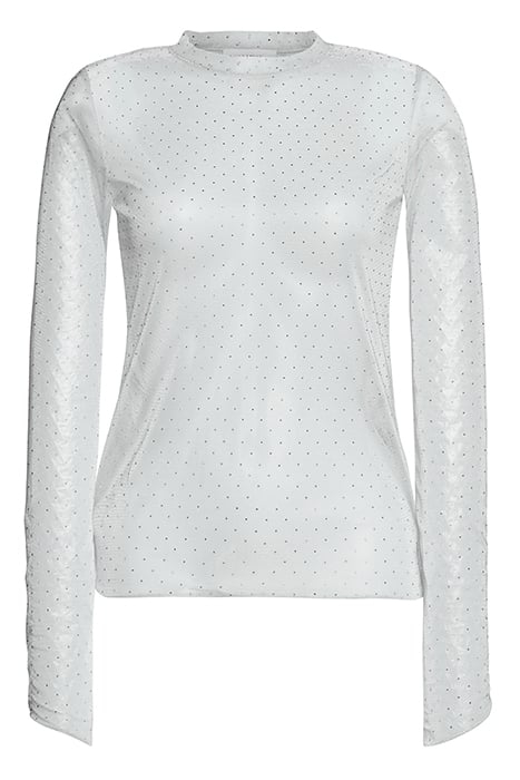 METALLIC MESH LONGSLEEVE WITH RHINESTONES PEBBLE GREY 1
