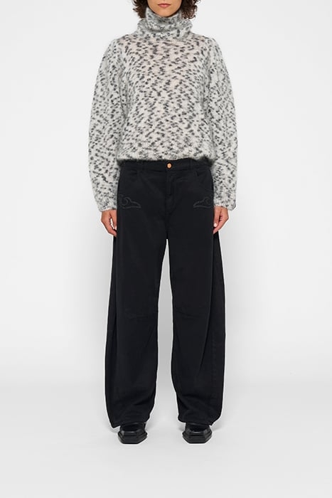 PUFFED COLL SWEATER KNIT LEOPARD WARM WHITE 1