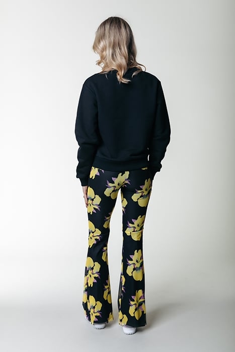 BIG FLOWER MESH EXTRA FLARE PANTS BRIGHT YELLOW 2