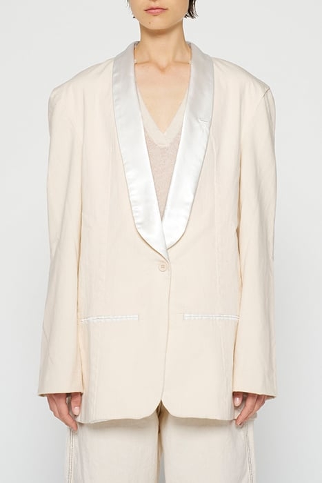 SMOKING BLAZER SLUB TWILL ECRU 1
