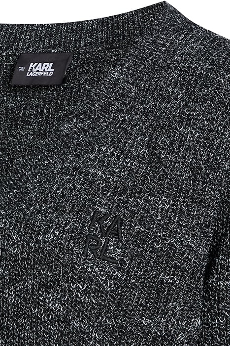 MOULINE EFFECT V NECK SWEATER BLACK/WHITE 3