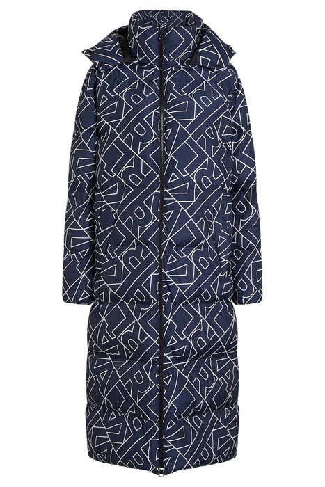 ATHLEISURE AOP LONG DOWN COAT MOOD INDIGO 1
