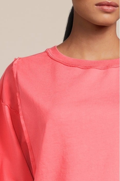 SWEAT TOP LONG SLEEVE GARMENT DYED SWEATER BRIGHT CORAL 4