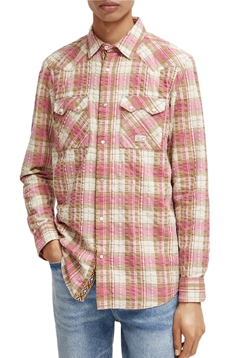 WESTERN CHECK SHIRT TAUPE BERRY CHECK 1