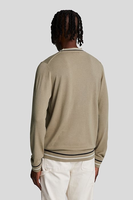 EMBROIDERED TIPPED CREW NECK JUMPER SAGE UNIFORM 2