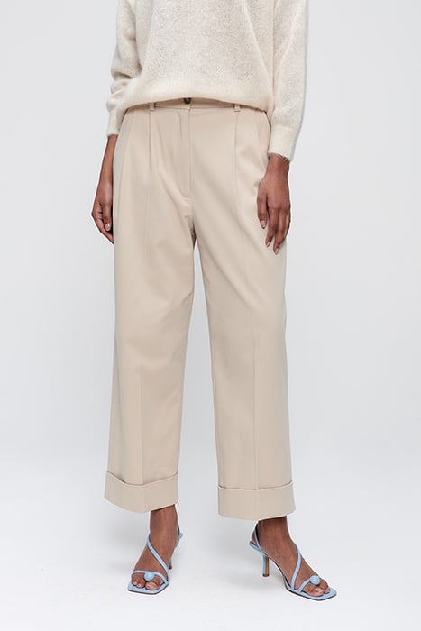 SOFT TWILL PLEATED PANTS SIMPLY TAUPE 1