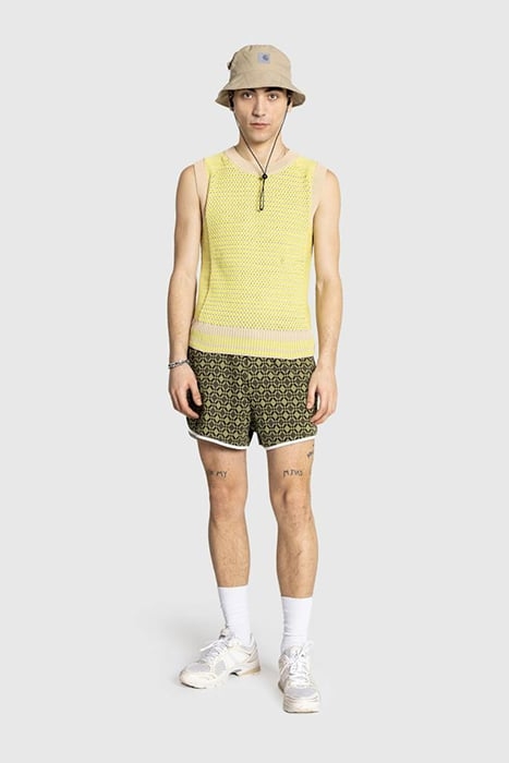 WALES BONNER – UNITY SWEATER VEST LIME/BEIGE 2