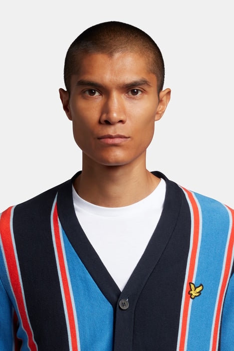 VERTICAL STRIPE CARDIGAN FLYER RED/ SPRING BLUE 5