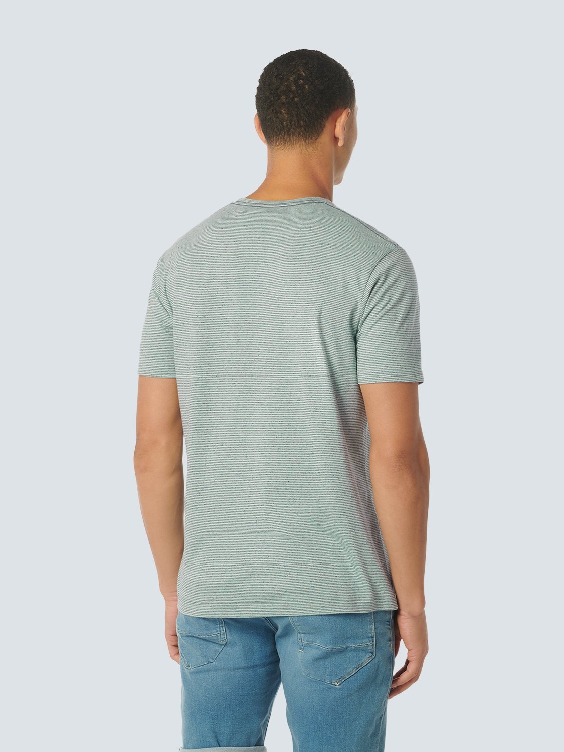 T-SHIRT CREWNECK MELANGE WITH STRIPES MINT 2