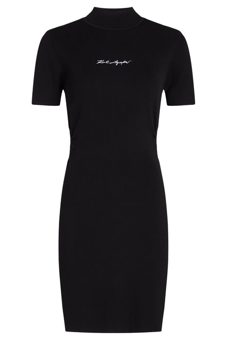 RIBBED KNIT CUT OUT DRESS BLACK 1