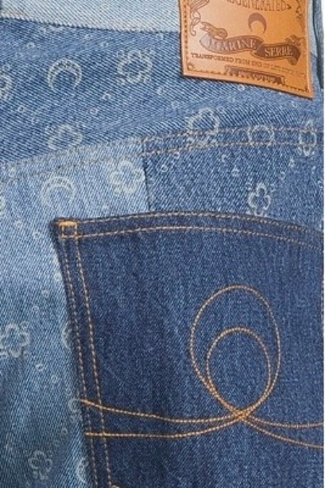 MARINE SERRE – REGENERATED DENIM MOONOGRAM FITTED TROUSERS M 5