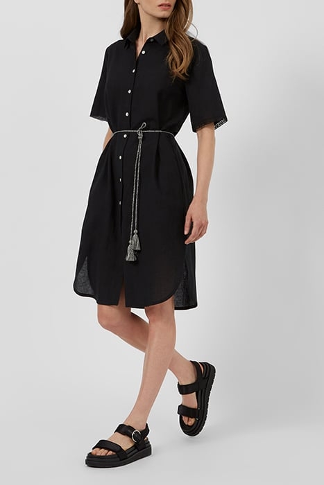 SPRING LINEN MIX DRWSTRNG DRSS BLACK 3