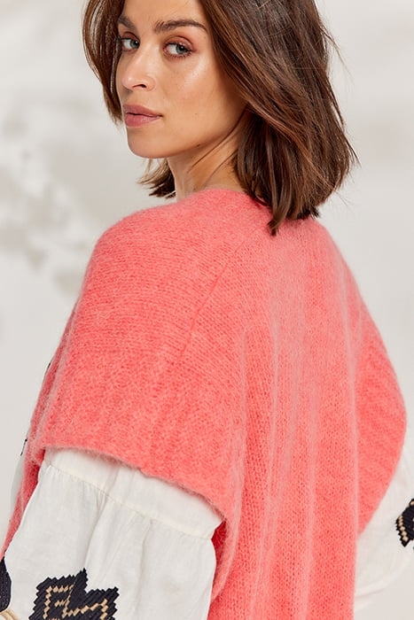 SLEEVELESS CARDIGAN MOHAIR BLEND KNIT BRIGHT CORAL 6