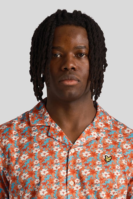 FLORAL PRINT RESORT SHIRT TANGERINE TANGO 4