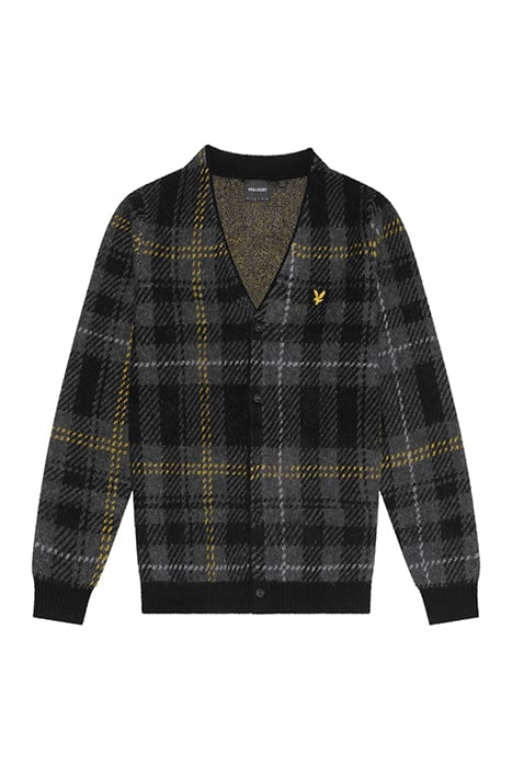 BRUSHED TARTAN CARDIGAN JET BLACK 4