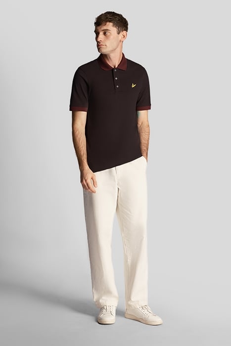 TONAL RINGER POLO SHIRT JET BLACK/ BURGUNDY 3