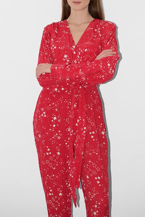 GALAXIES PRINT LS WRAP JMPSUIT RED 3