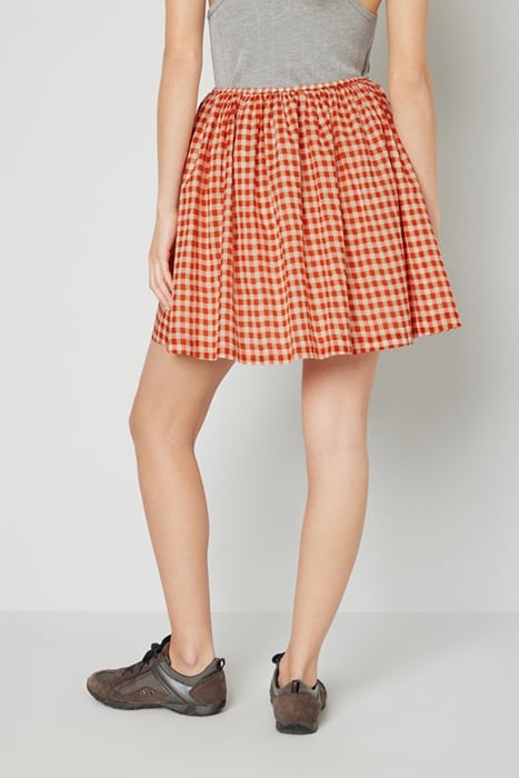 BUTTONED HIGH WAIST TRAPÈZE SKIRT VICHY ROUGE 2