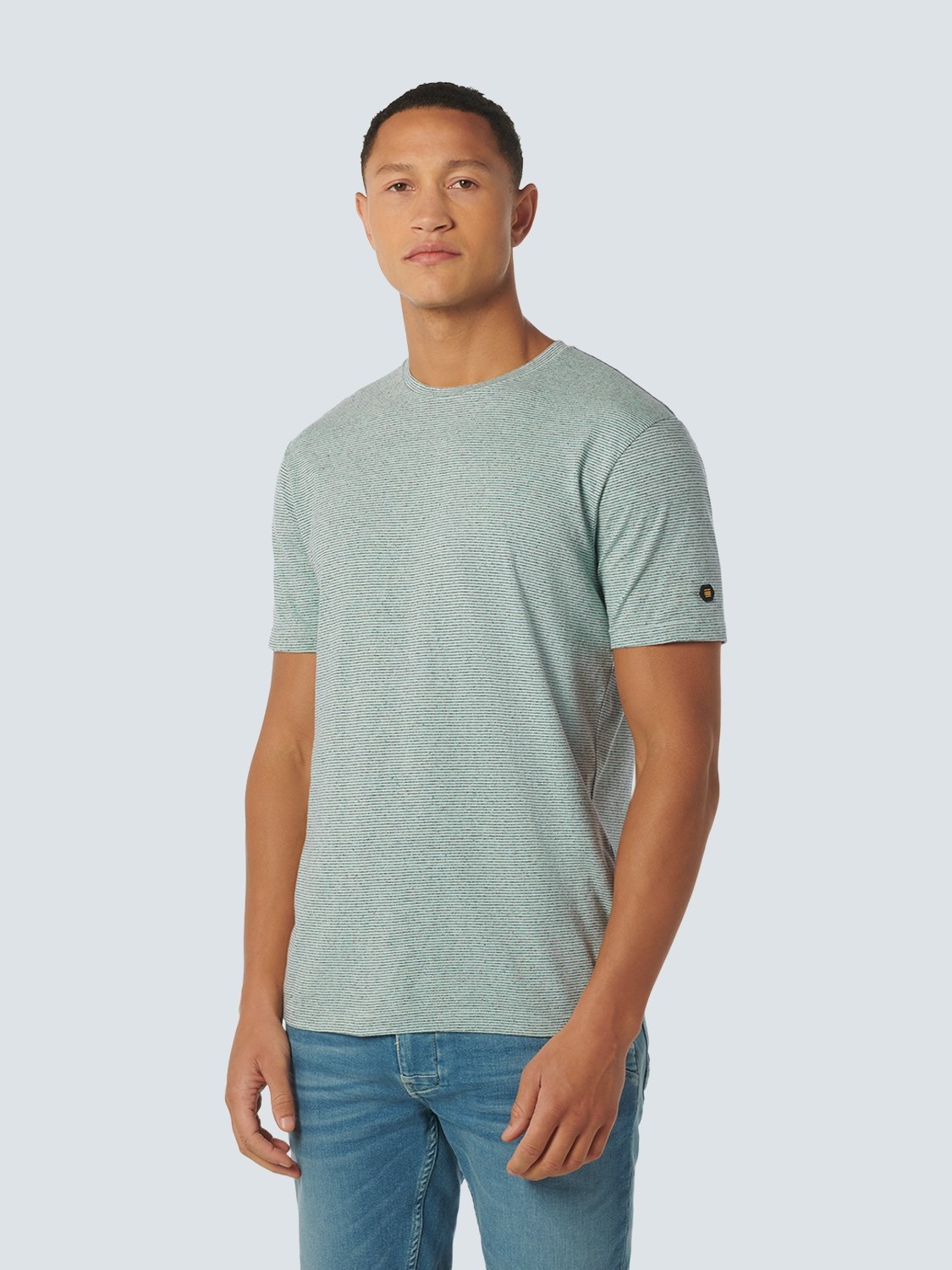 T-SHIRT CREWNECK MELANGE WITH STRIPES MINT 1