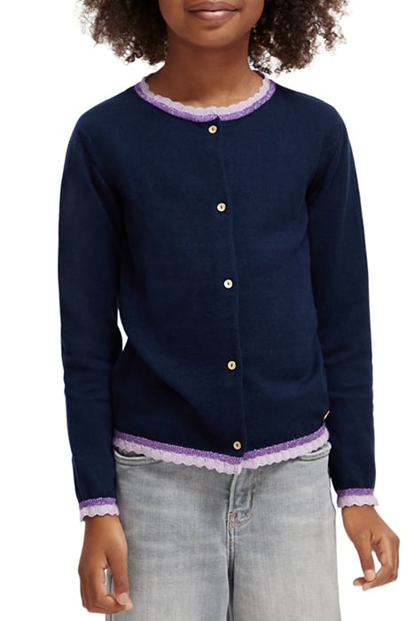 GIRLS LIGHTWEIGHT GLITTER TIPPING CARDIGAN NIGHT 1