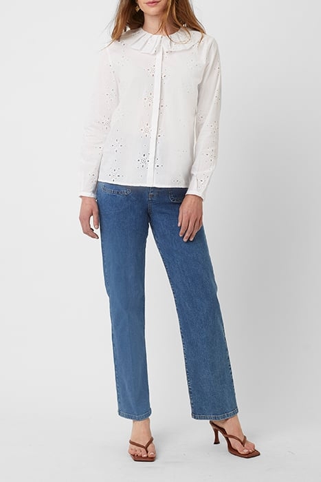 FRILL COLLAR LS RND NK BLOUSE WHITE 2