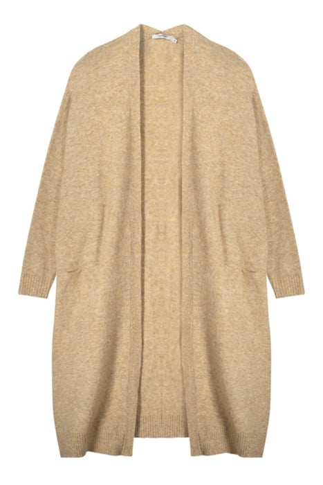 LONG CARDIGAN SPRING WOOL ELASTANE BLEND KNIT LATTE 3