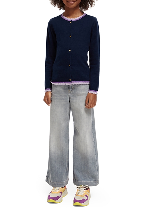 GIRLS LIGHTWEIGHT GLITTER TIPPING CARDIGAN NIGHT 3